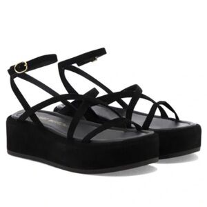 Stuart Weitzman black suede Summerlift flatform sandals size 9.5  (40) New